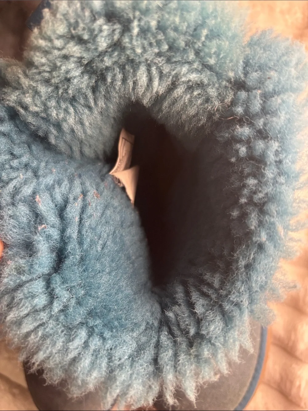 UGG Kids Teal Ribbon Shearling Boots
